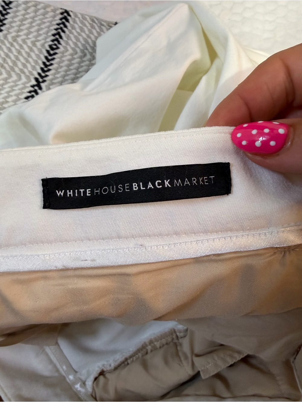 White House Black Market Cream and Black Women's Bermuda Shorts